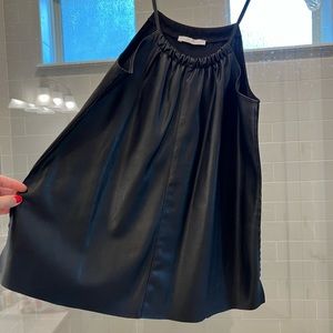 Black faux leather top